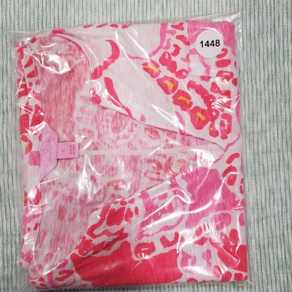 Lilly Pulitzer Duval Linenโ Top Small Coral Elephant Breathable Lightweight M - Picture 14 of 15